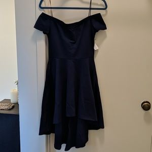 Navy blue off-shoulder dress